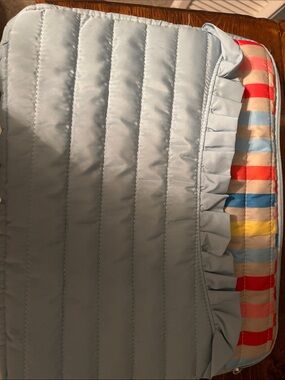 Target Light Blue Quilted Tablet Sleeve with Multicolor Striped Trim